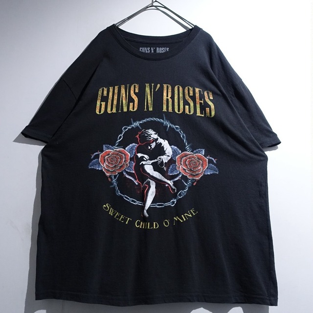 "GUNS N' ROSES" Black Print Design Band T-Shirt