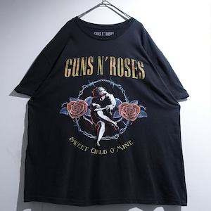 "GUNS N' ROSES" Black Print Design Band T-Shirt