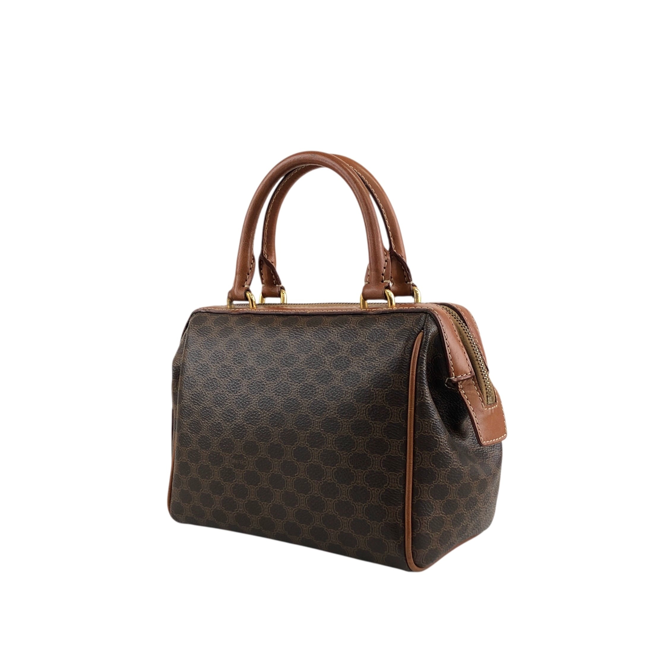 CELINE セリーヌ マカダム ショルダーバッグ ブラウン PVC レザー 2way