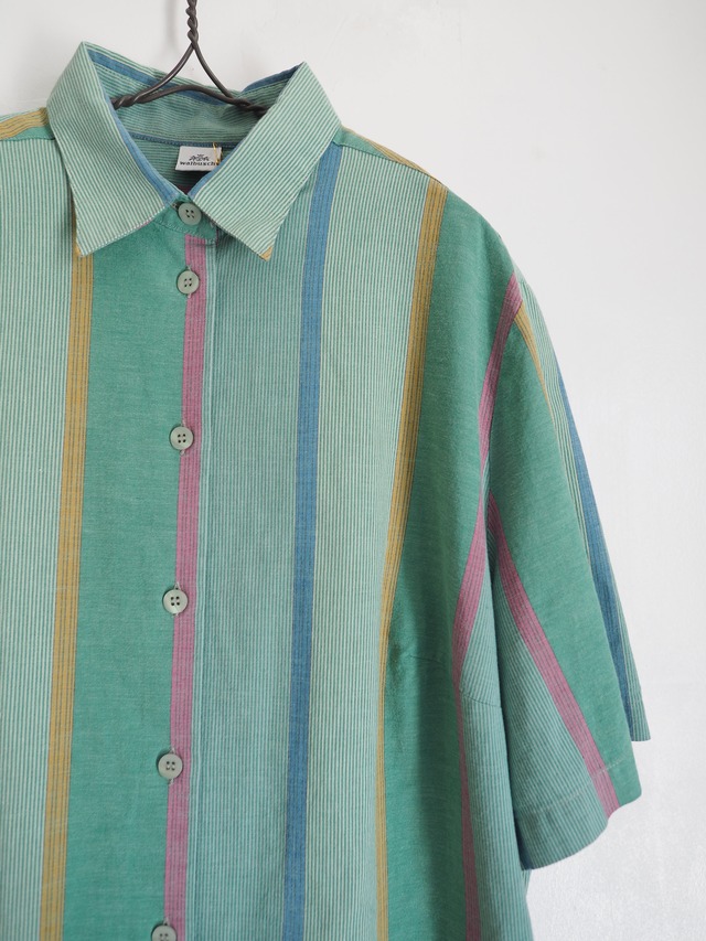 1990’s EURO Pastel Stripe Short Sleeve Shirt／46