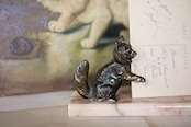 30s フランス アールデコ 笑う猫と大理石のフォトスタンドa アンティーク