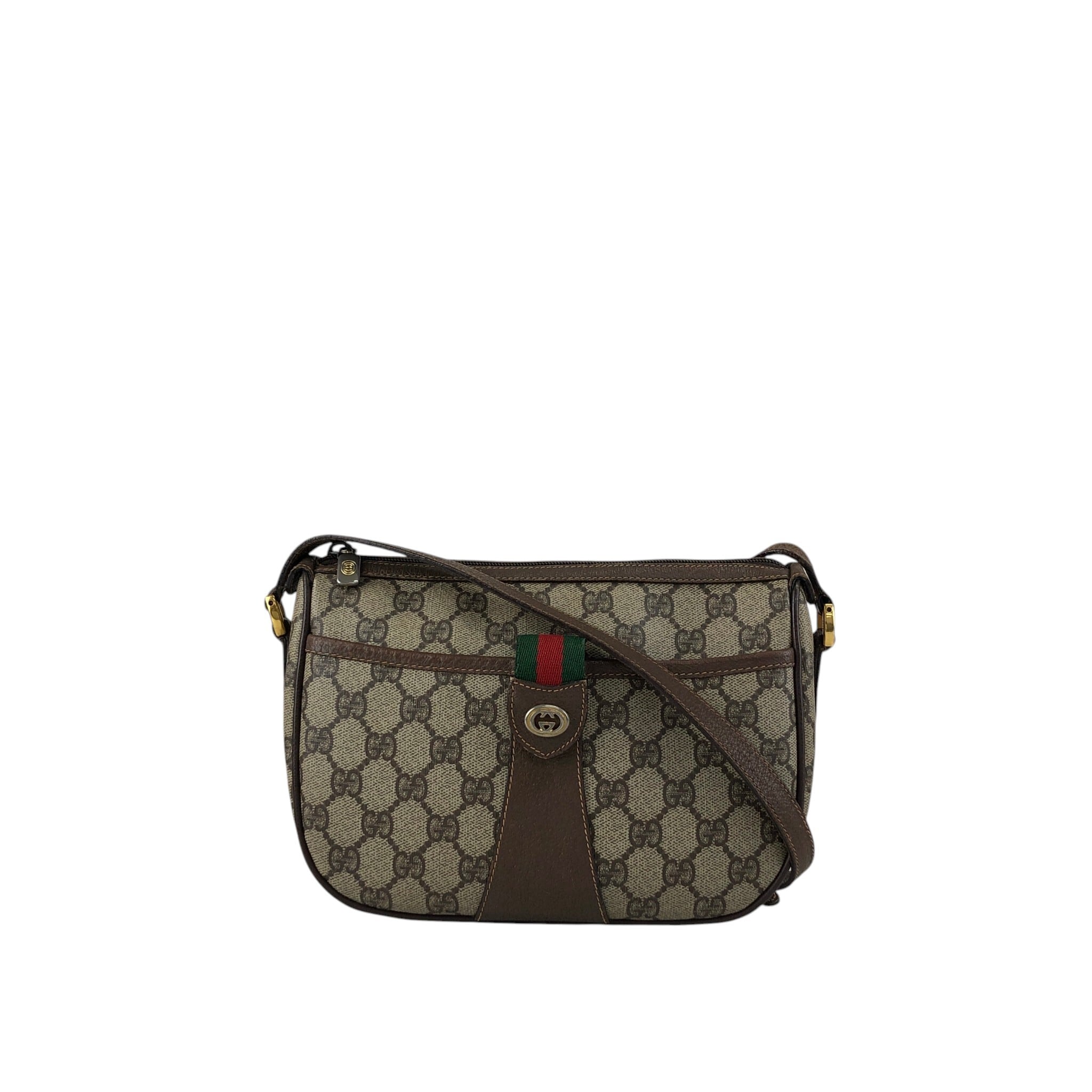 GUCCI グッチ シェリーライン ショルダーバッグ ベージュ PVC レザー