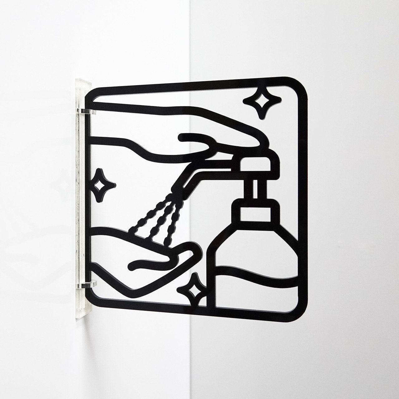 ツケレルン（3Wayピクトサイン）軽量 アクリル 突き出し 看板 （コロナ対策 消毒 除菌 01）3way-0005 - 1