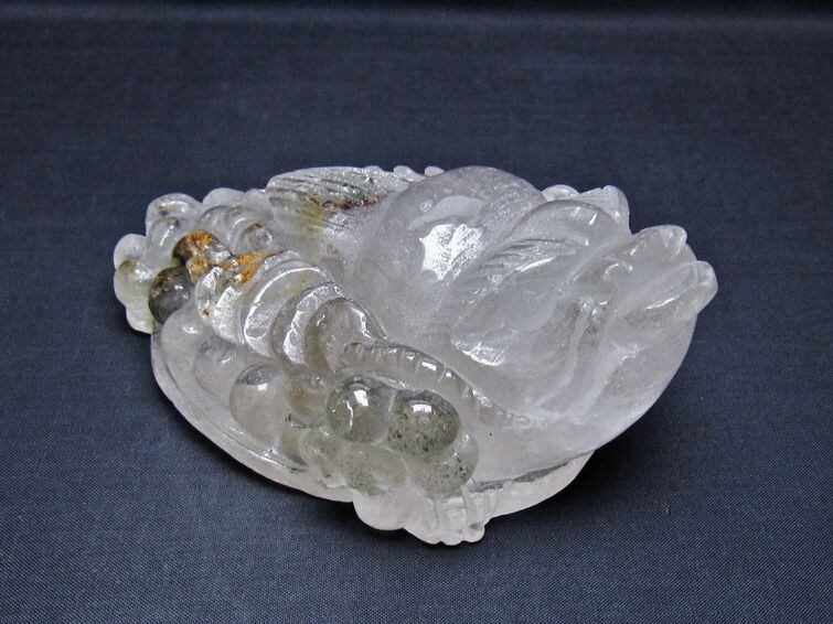水晶 手彫り-卓上置物-キンセン-金蟾 ガーデンクォーツ 一点物 154-72