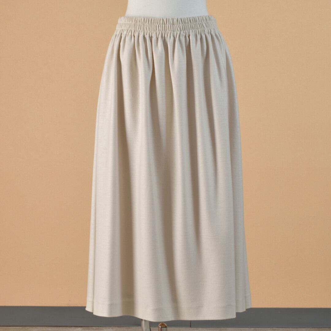 atelier naruse アトリエナルセ ウールジャージーギャザースカート・キナリ ウールジャージ生地を使った暖かくて軽やかなスカートです【送料無料】