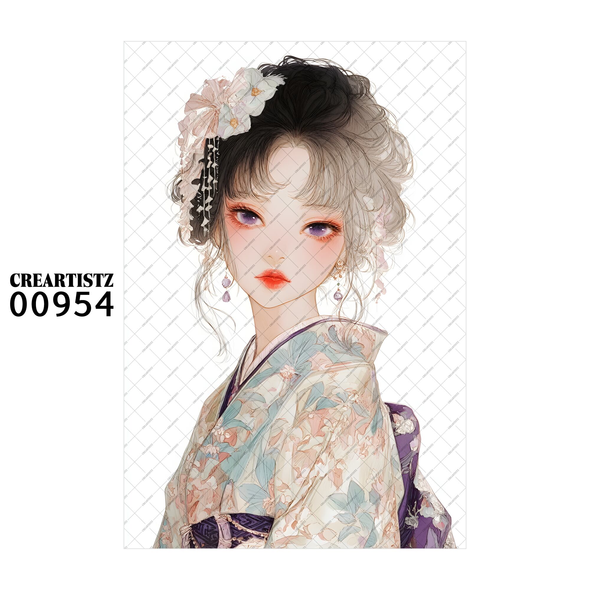 00954 ガール キュート オリジナル ペーパー/ステッカー 4枚セット CREARTISTZ