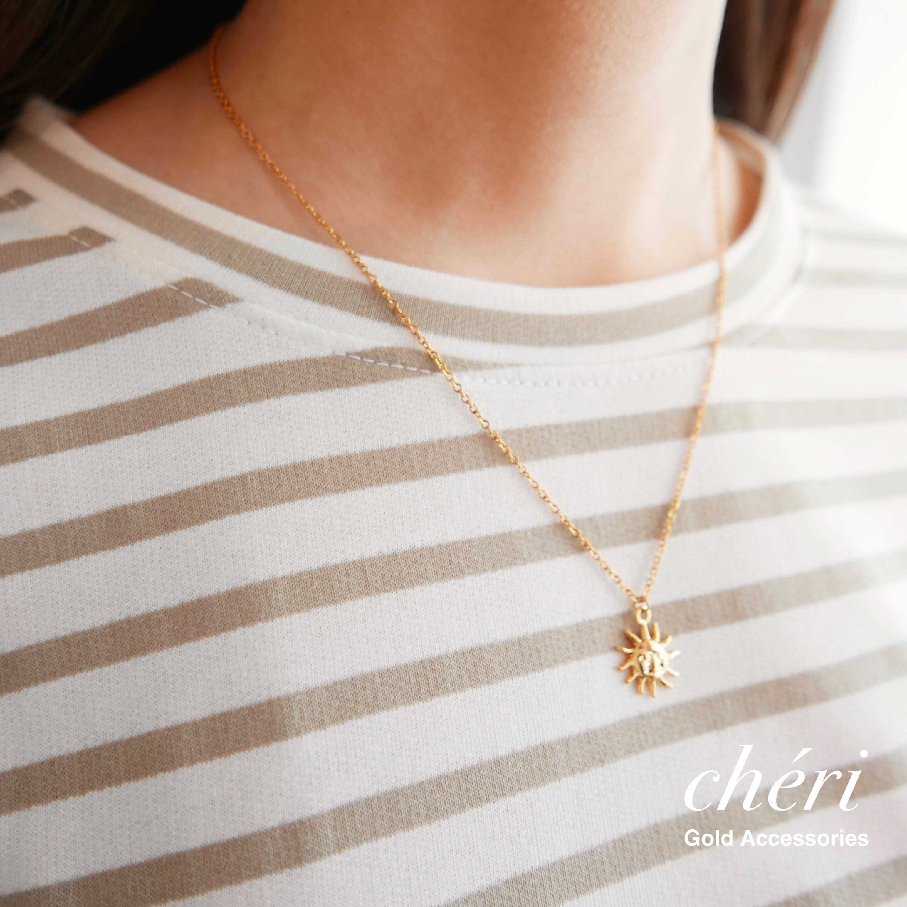 ミニ太陽モチーフネックレス | cheri | ゴールドアクセサリー（ピアス