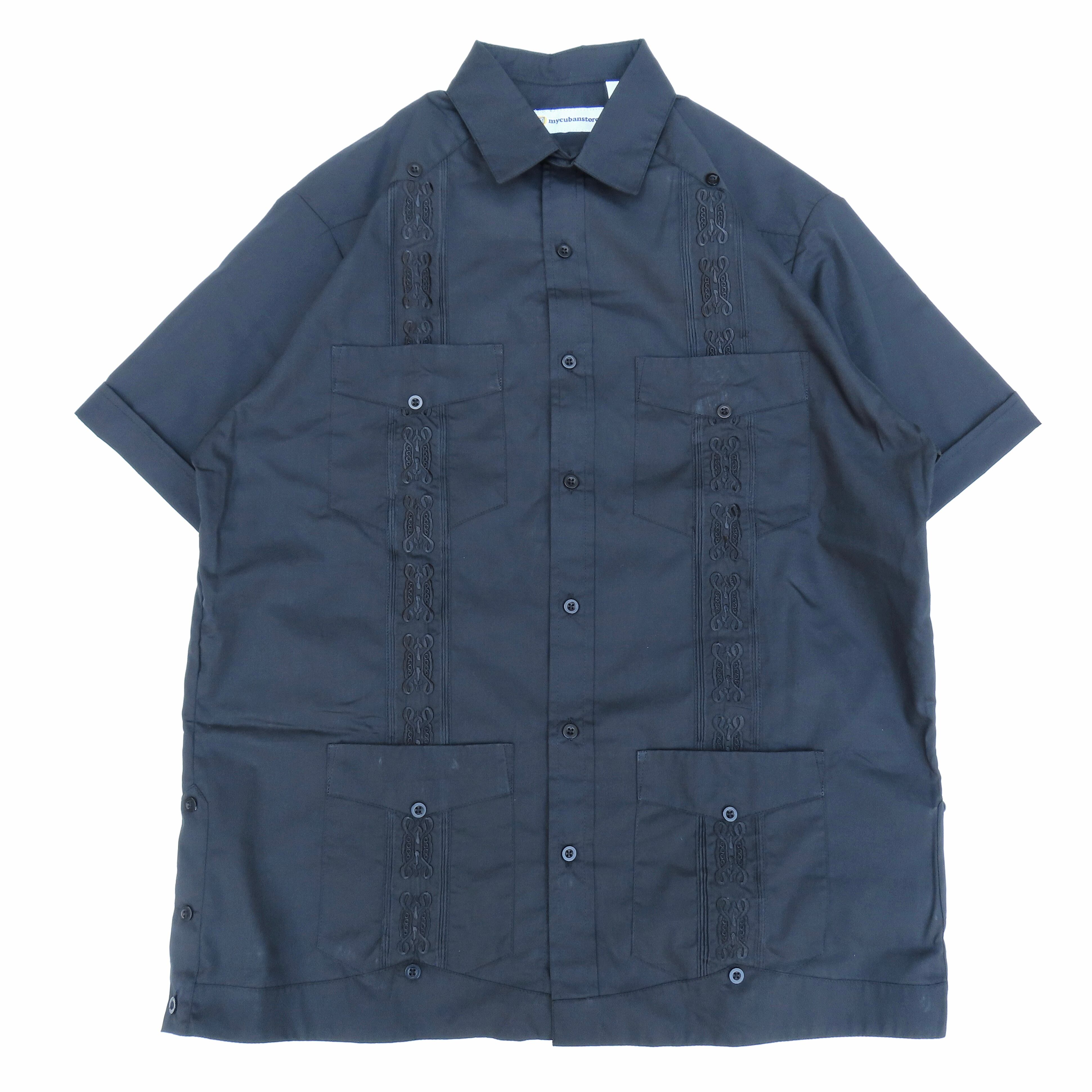 MY CUBAN STORE (マイキューバンストア) EMBROIDERED COTTON BLEND GUAYABERA ブラック