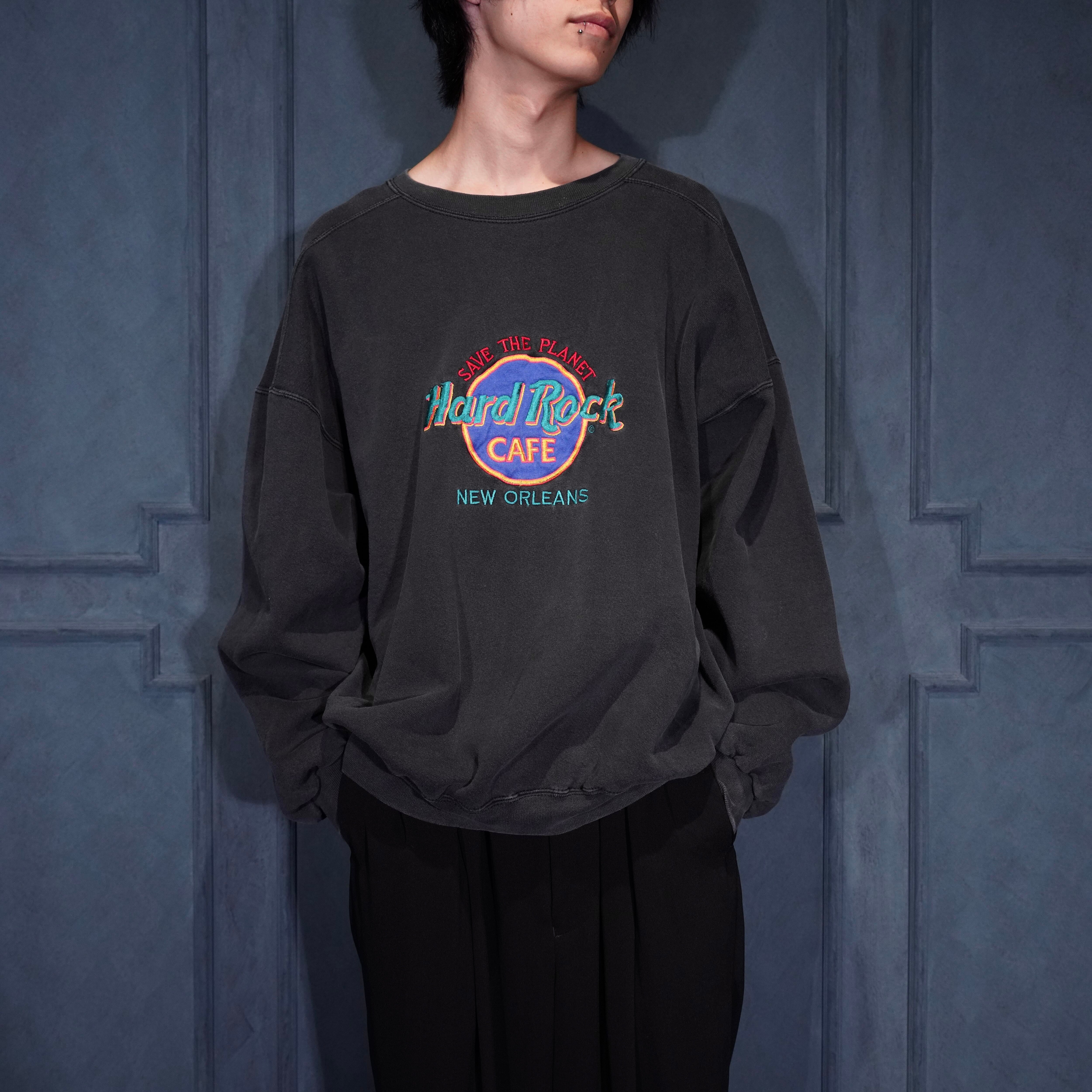 【USA製】ハードロックカフェ　フェード　ホノルル　パーカー　ビック刺繍ロゴ USA製】ハードロックカフェ フェード ホノルル パーカー ビック刺繍ロゴ