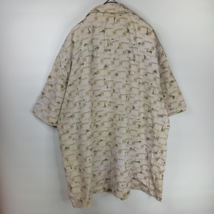 90s　ウールリッチ　コットンシャツ　総柄　半袖　ベージュ　L
