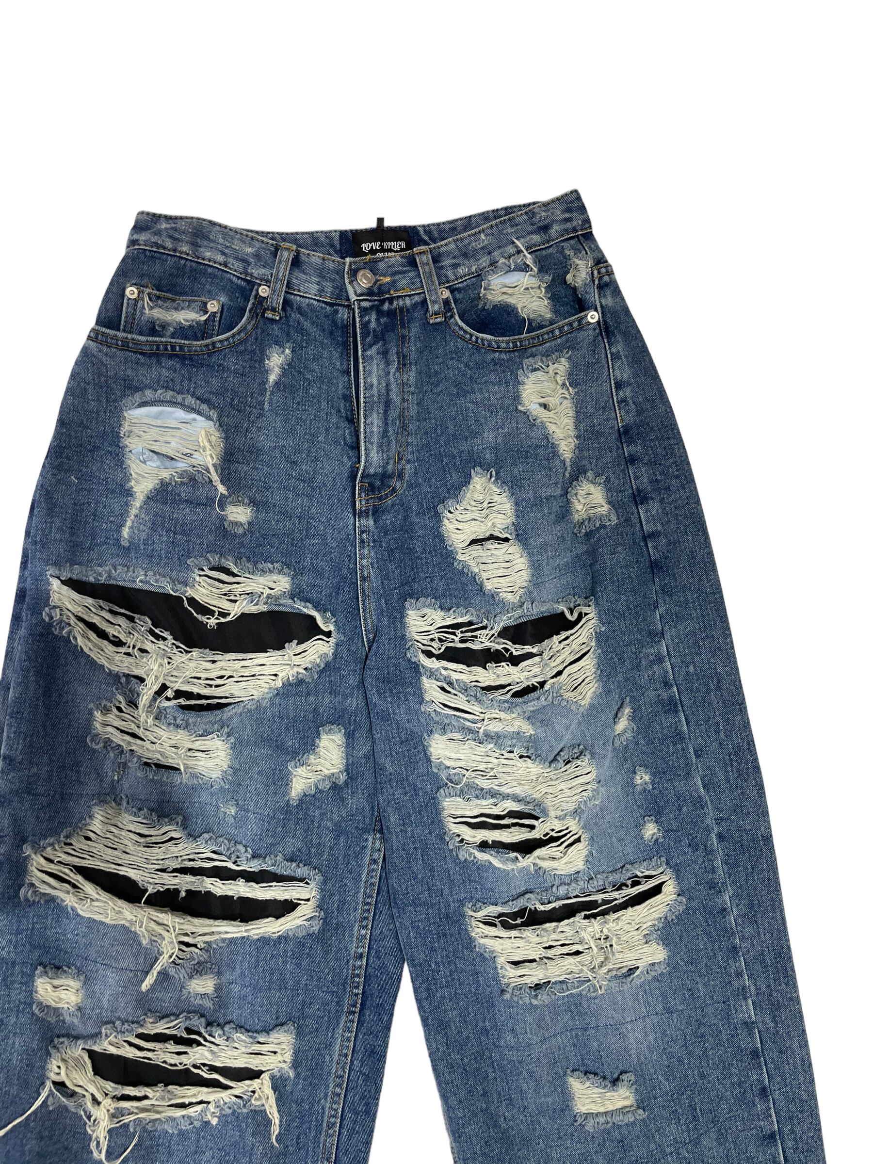 【PLANET STUDIO 】damage wide denim pants