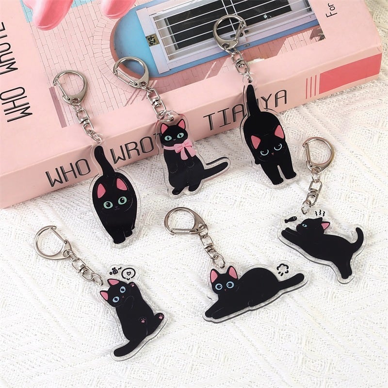 黒猫キーホルダー 追う | 奈良の愛らしい猫のお店 猫雑貨さんちこ