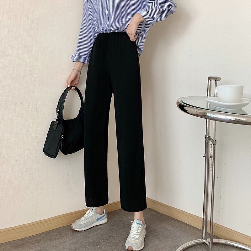 パンツ スプリングオータム薄手ルーズハイウェストウェスト 春物 秋物 1号婦人70981452957