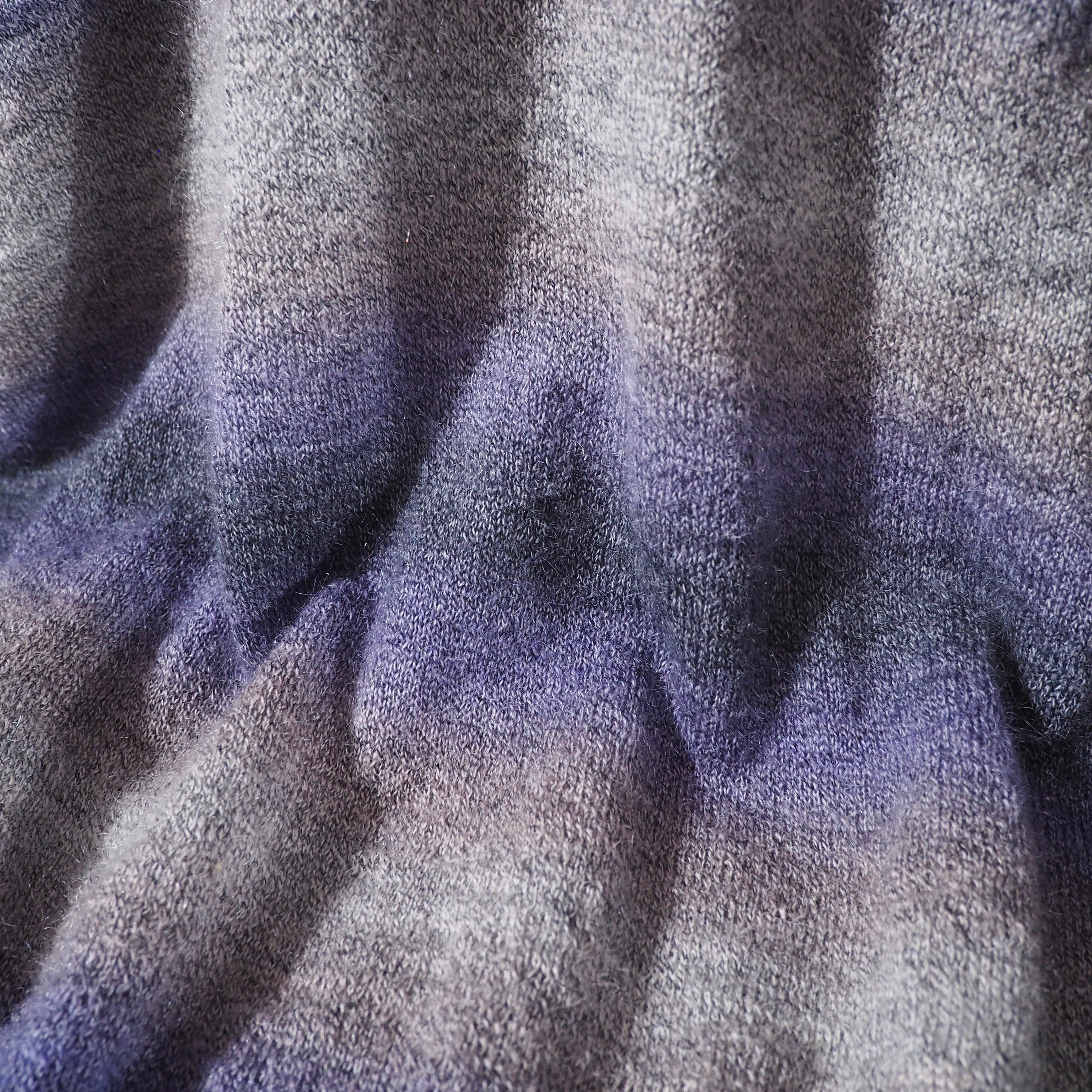" LANVIN " Dark purple × Black Fat Border Mohair mix knit