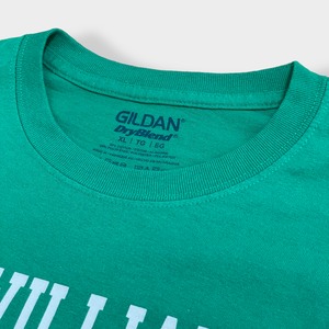 【GILDAN】XL ビッグサイズ Tシャツ ロゴ プリント ナンバリング 両面プリント 半袖 グリーン US古着