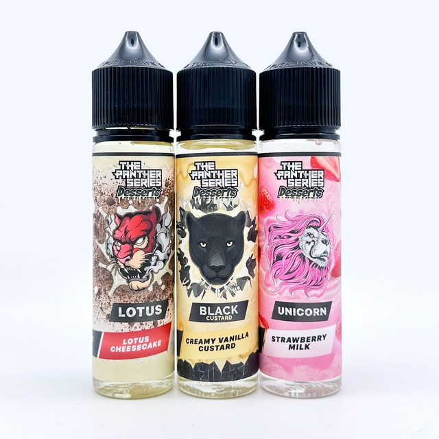 Dr.Vapes The Panther Series Desserts Lotus / Black Custard / Unicorn ロータス ブラックカスタード ユニコーン バニラ チーズケーキ ストロベリーミルク ドクターベイプス パンサー 電子タバコ リキッド ニコチン0 VAPE フレーバー 水蒸気 ベイプ 爆煙 煙が多い