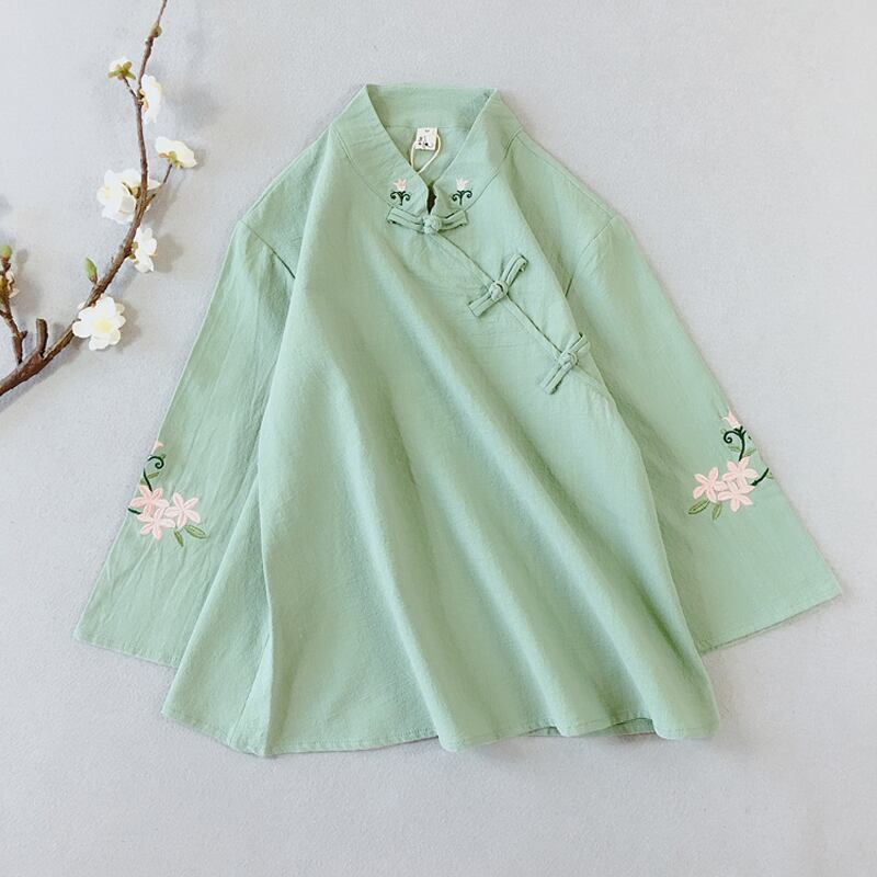 チャイナ風トップス ブラウス シャツ チャイナ風服 レトロ 文芸風 民族 