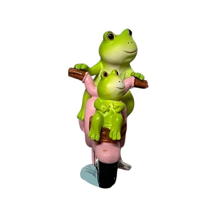 ミニチュアアニマル ぽっちゃり蛙親子バイク乗り カエル かえる