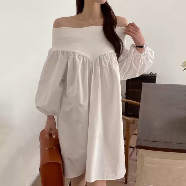 オフショルダー バルーンスリーブ ワンピース