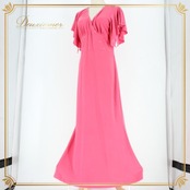 社交ダンス 衣装 スタンダード ドレス ワンピース レッスンウェア パーティドレス レディース ピンク系 Vネック ラインストーン ステージ衣装 カラオケ 社交ダンスドレス ピンク ワンピースドレス ロング丈 マキシ丈 Vネックドレス ラインストーン装飾 きらきら ストーン付き フリル袖 五分袖風 フレア袖 エレガント 大人可愛い 華やか ステージ衣装 舞台衣装 発表会 デモ チャチャ レッスン用 ダンス用品 ダンス発表会 カラオケ衣装 ティアドロップ スパンコール風 デザイン ポリエステル素材