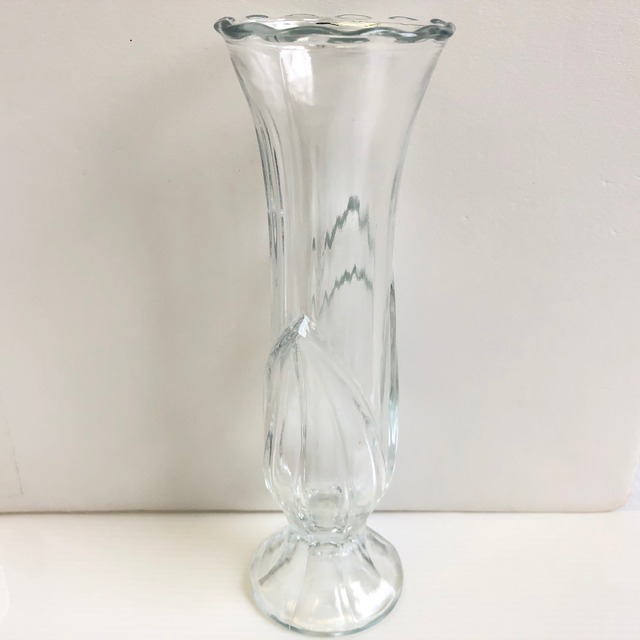 ガラス細工 花瓶 ガラス レトロ 花器 置物 オブジェ 高さ約31cm リサイクル アンティーク 風雅 Fuga