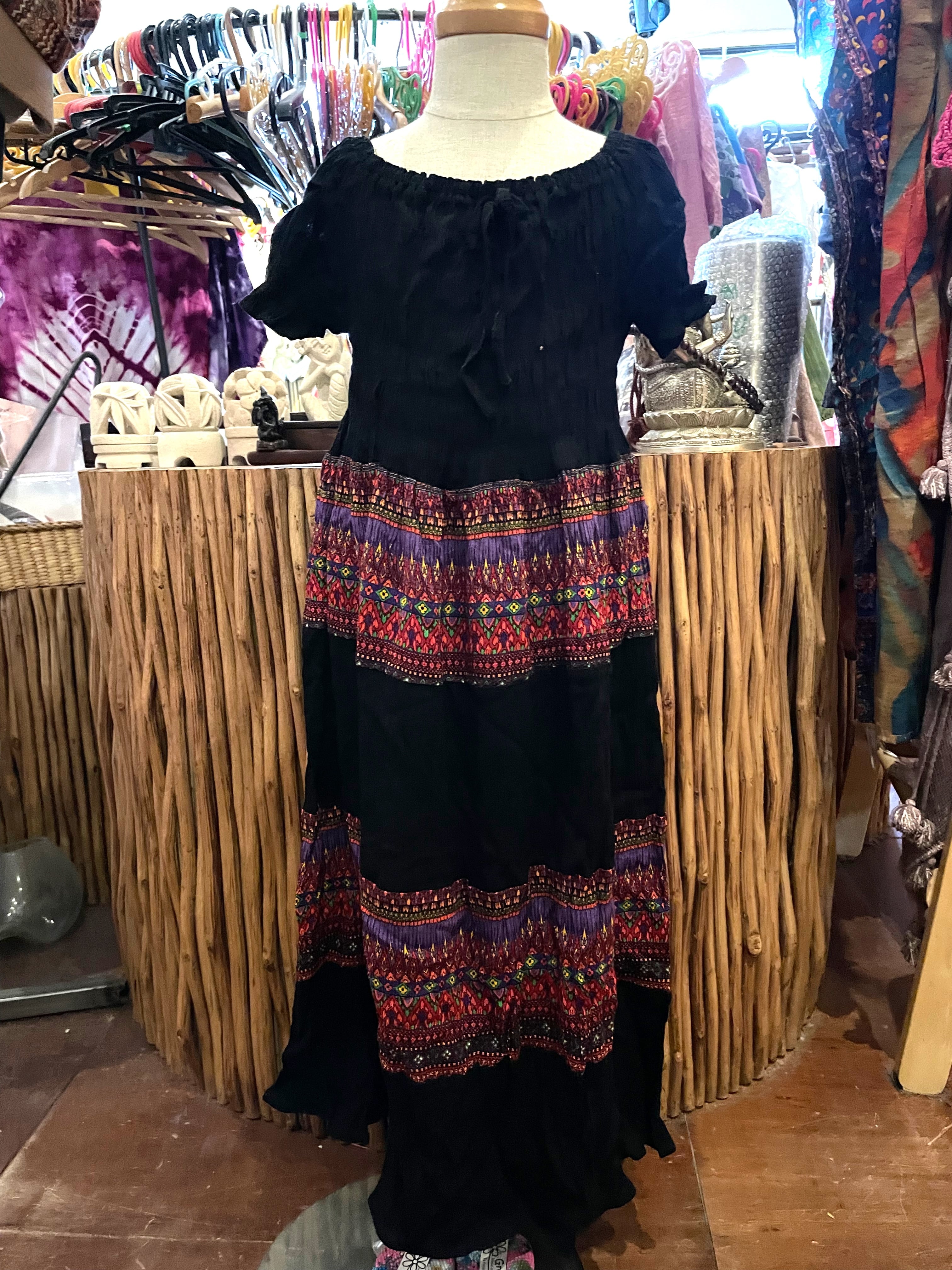 キッズワンピース キッズスカート チュニック 子供服 子供ワンピース ワンピース タイダイ パフスリーブワンピース リゾートワンピース キッズエスニックファッション エスニックファッション エスニック アジアン *アジアン雑貨No.12-a M