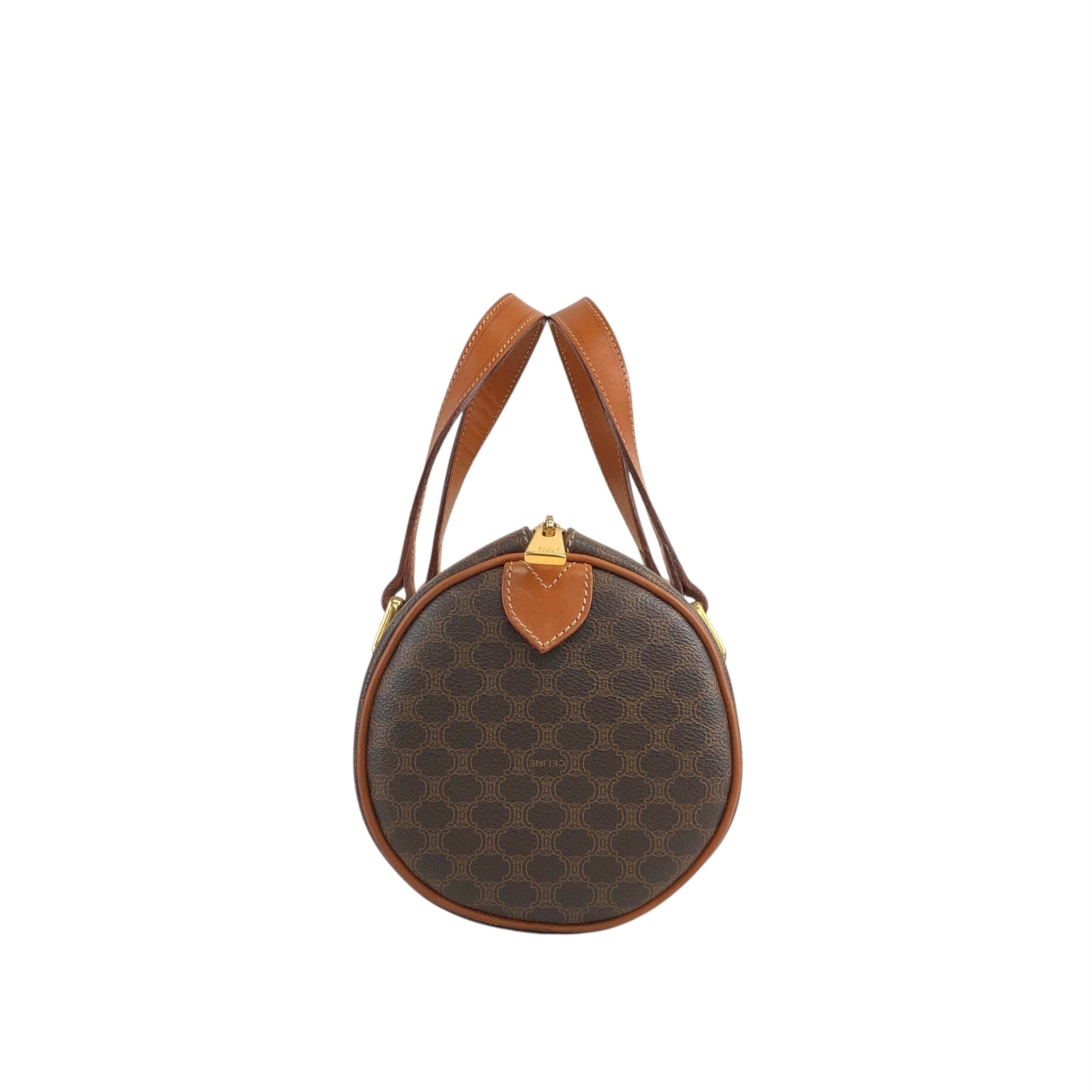 CELINE セリーヌ マカダム ショルダーバッグ ブラウン ブラゾン型押し