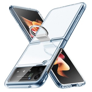 【在庫のみ】Galaxy Z Flip3 5G ケース リング 耐衝撃 PC 薄型 Z Flip3 5G ケース おしゃれ カメラ保護 軽量SC-54B / SCG12 用 カバー らさら肌触り フィッ 着脱簡単 指紋防止 軽量 薄型 擦り傷防止 透明C90-zflip3-11