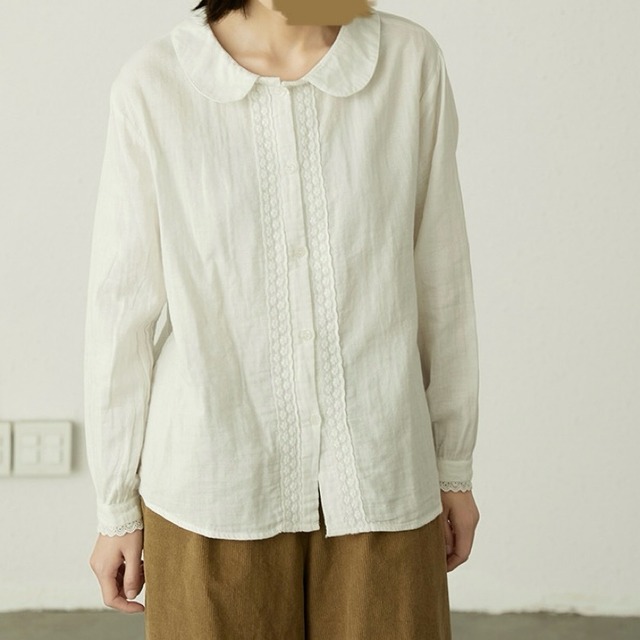 round collar retro lace shirt m0259