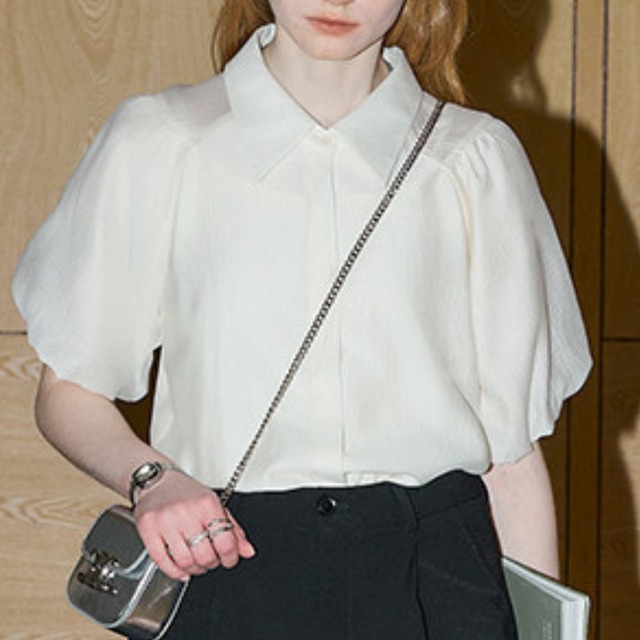 tencel puff sleeve blouse