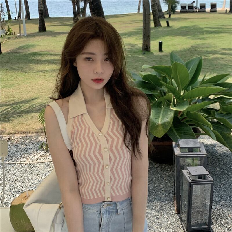 スタイルサマーニットストライプトップス 夏物 モンロー7535749072