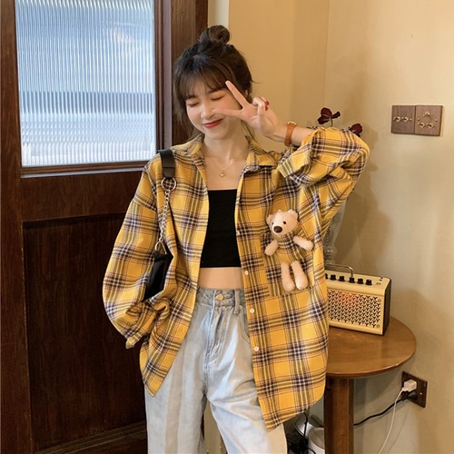 ✞ 長袖スリーブポケットスタンダードチェック柄シャツブラウスジャケット ロング レトロ ✞ゴスロリ SM ミリ 甘ロリ クラロリ 和ロリ エレガント 黒ロリ 姫ロリ 華ロリ BB-BB83394580166