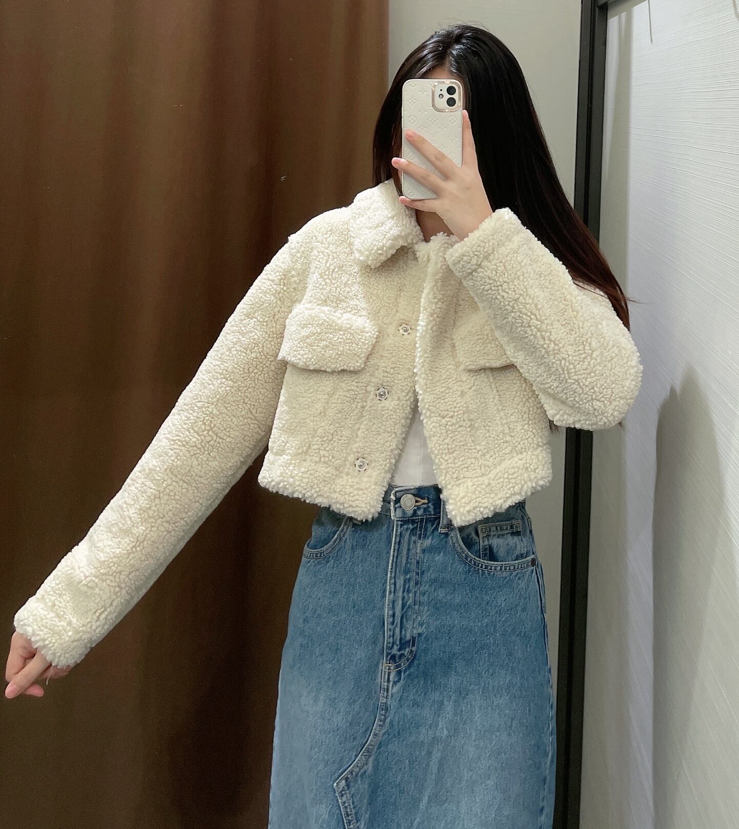 美品】ハー HER. ボアショートコート ホワイト（メリージェニー merry 