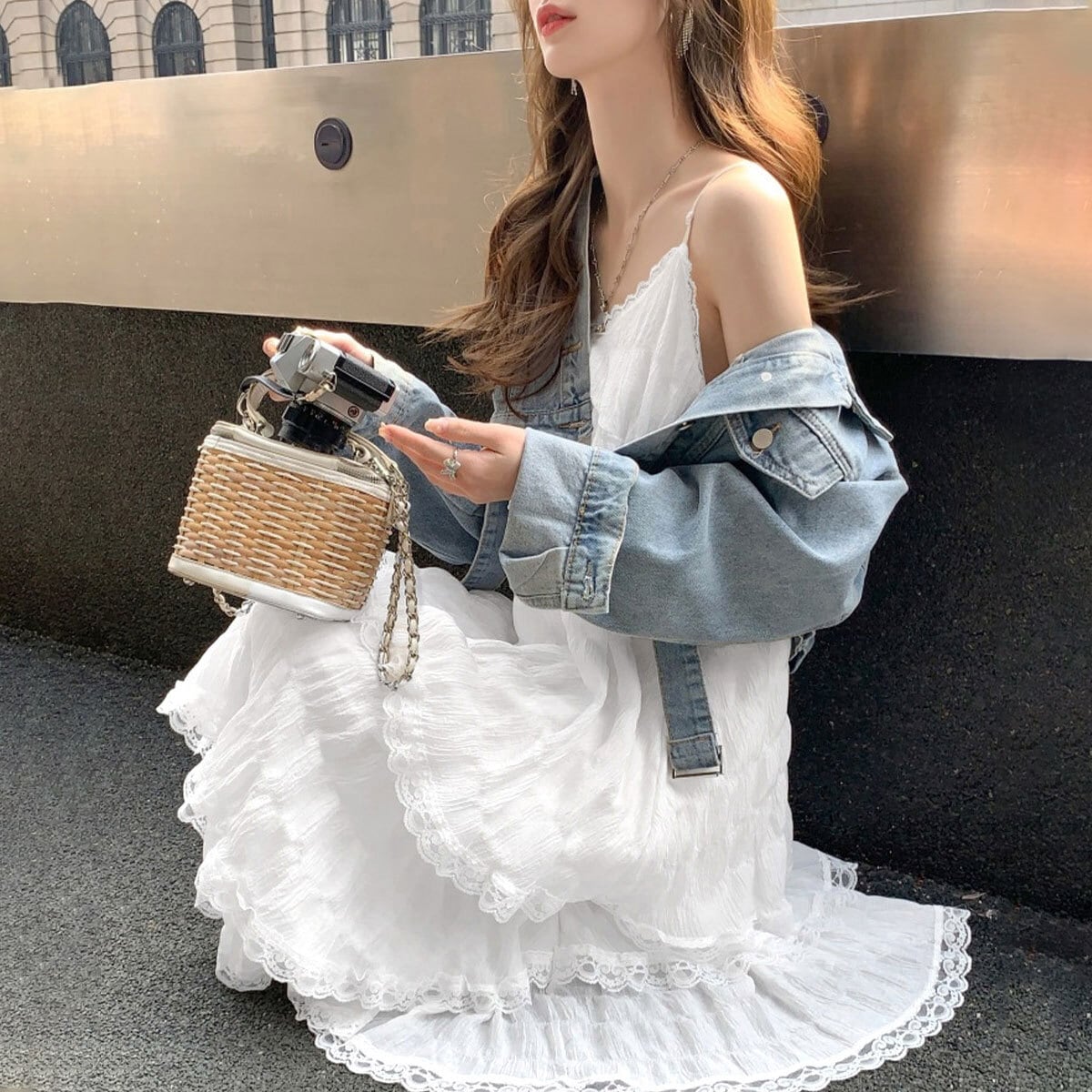 ティアード キャミワンピース レディース 春夏 韓国 おしゃれ