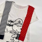 CASTELBAJAC SPORT カステルバジャック スヌーピーコラボ プロデューサー巻き風 デザイン 半袖 Tシャツ カットソー 40/ホワイト レディース ゴルフ