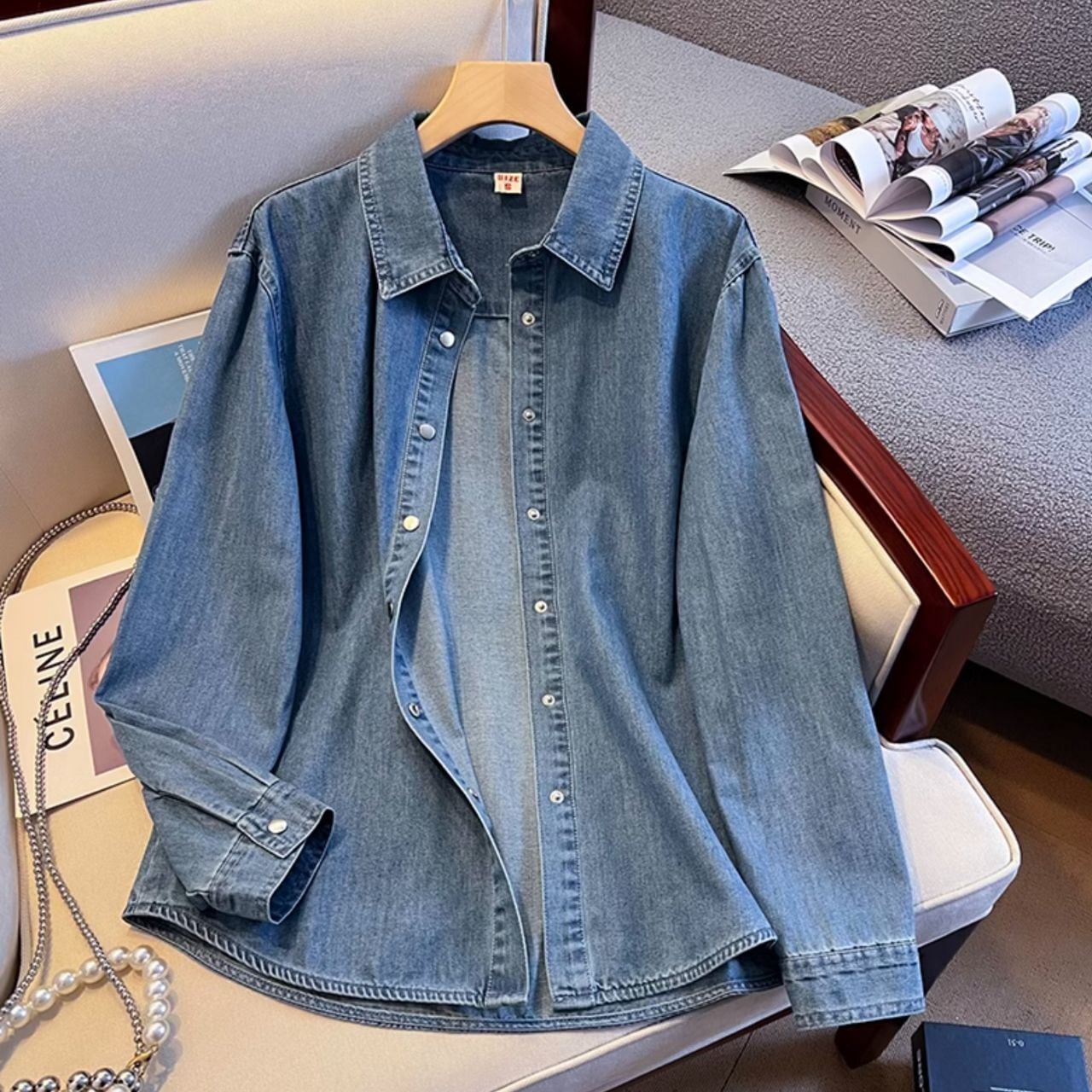 ルーズシルエット デニムシャツトップス Ln00324