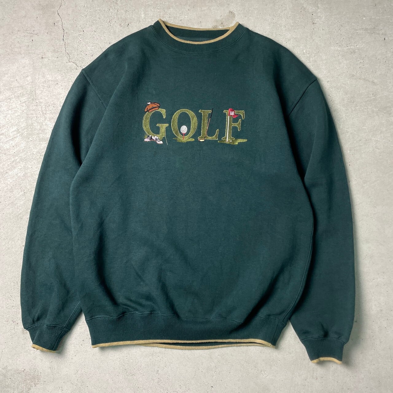 90年代 GOLF ロゴ刺繍 リブライン スウェットシャツ メンズL相当 古着