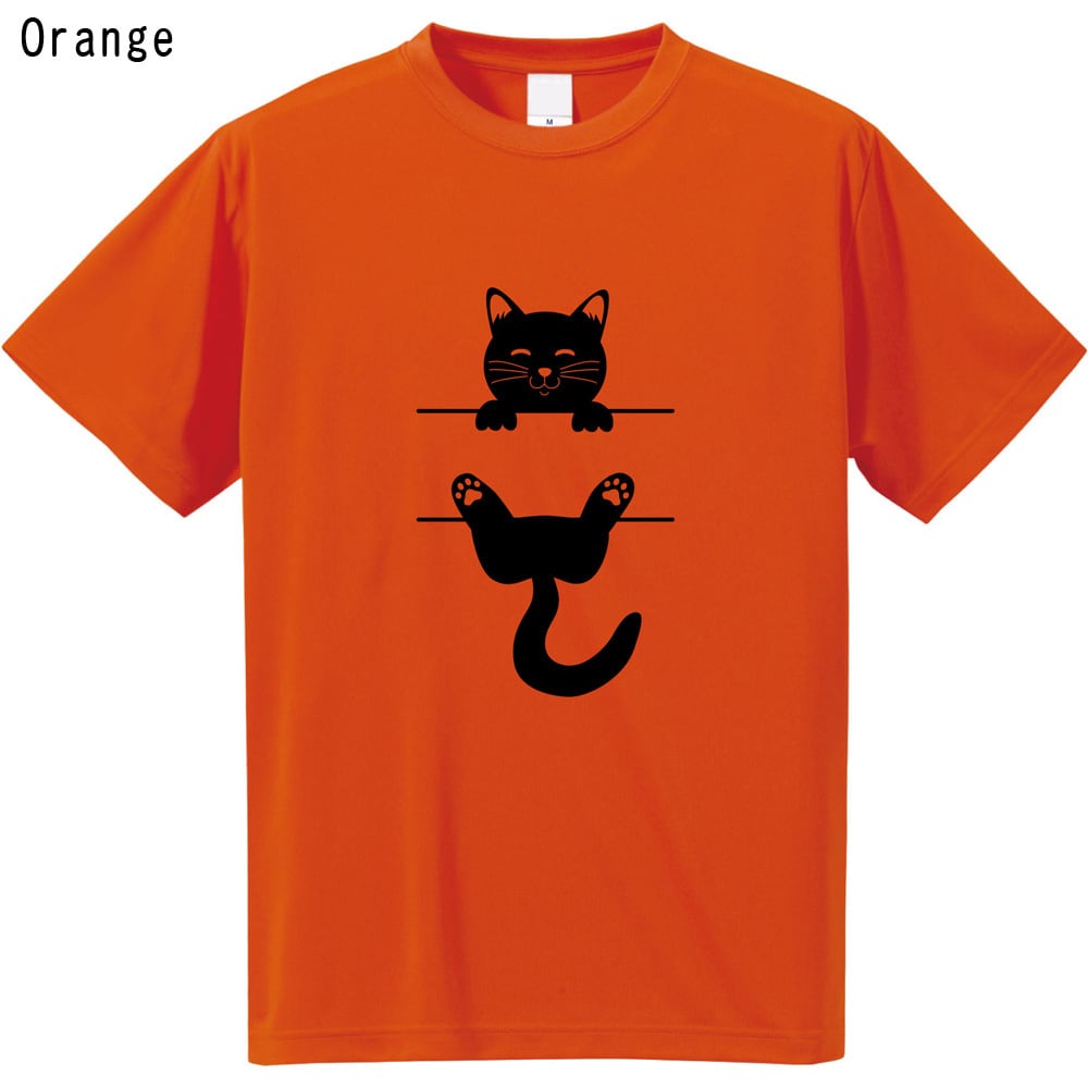 吸水速乾 UVカット ドライTシャツ しがみつく猫 猫好き かわいい