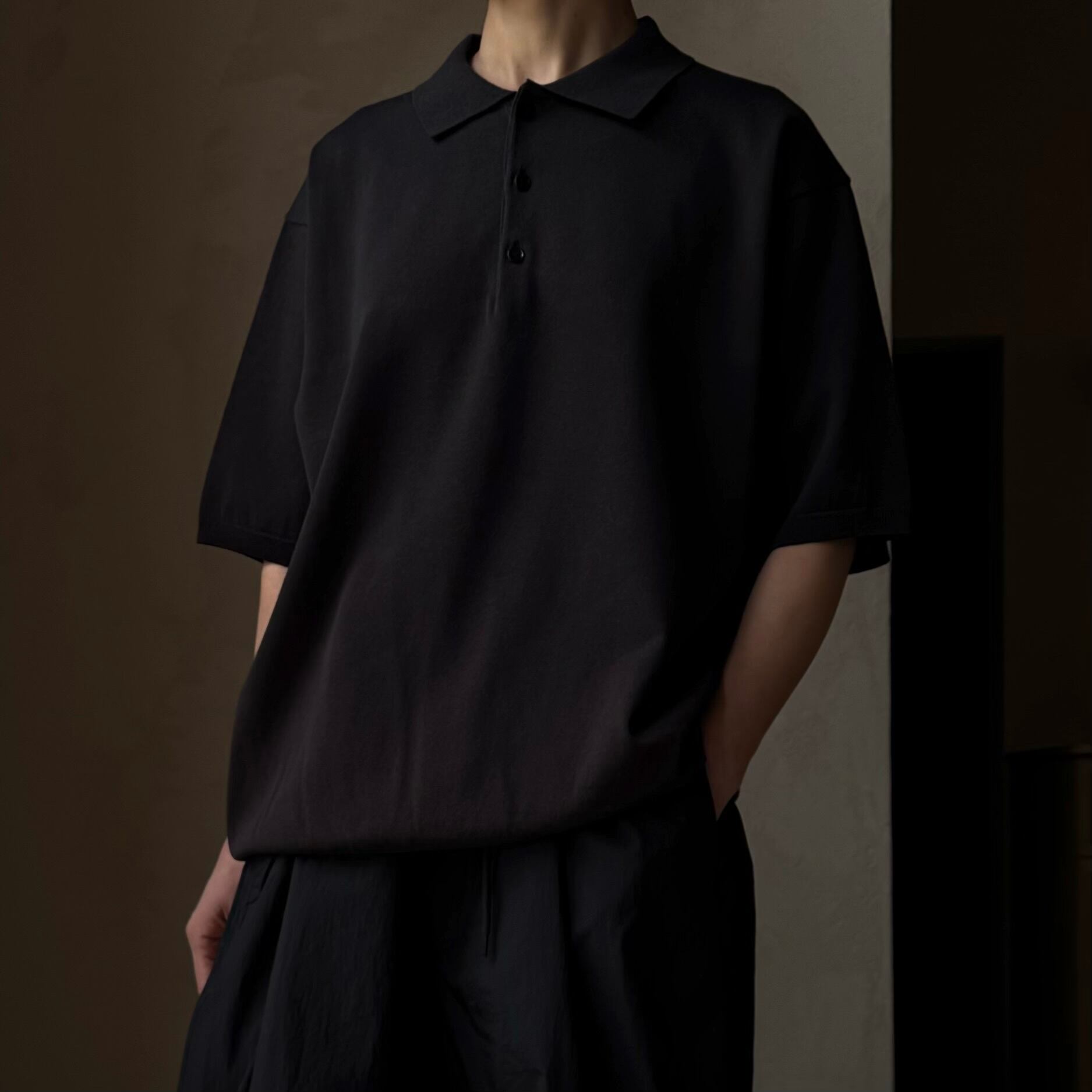 ATON | COTTON WASHI KNIT HALF SLEEVE POLO SWEATER | HJ GALLERY