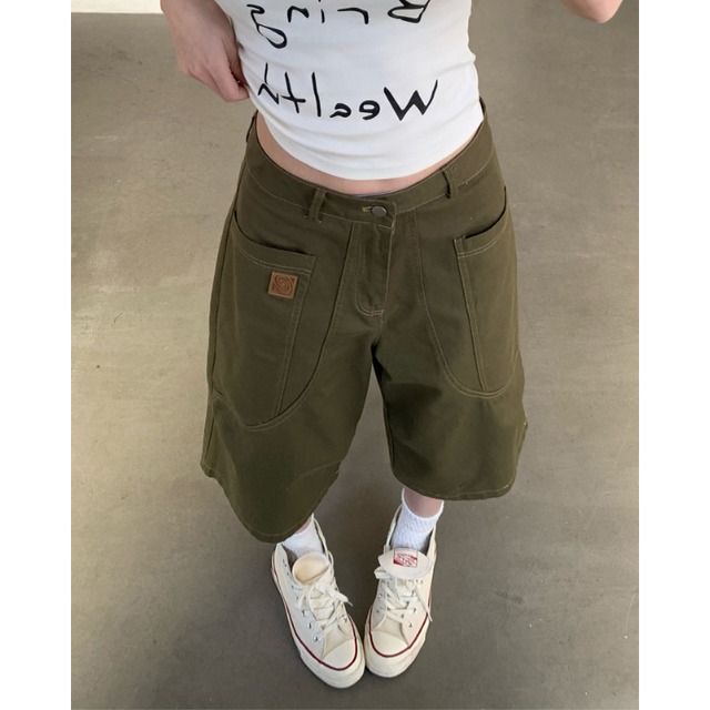 パッチポケット ワイド ハーフ キュロット ◆2col L60019