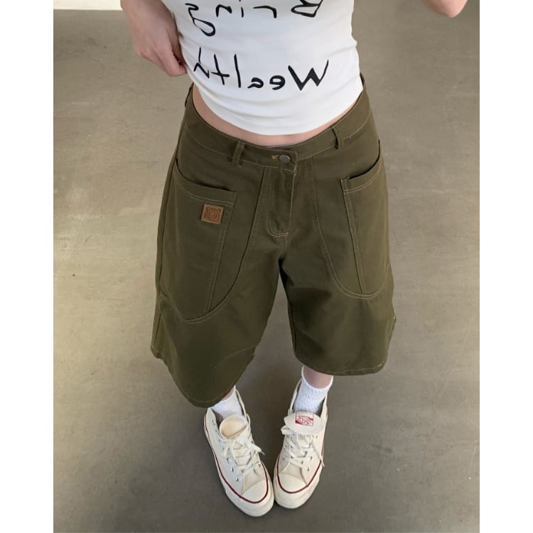 パッチポケット ワイド ハーフ キュロット ◆2col L60019