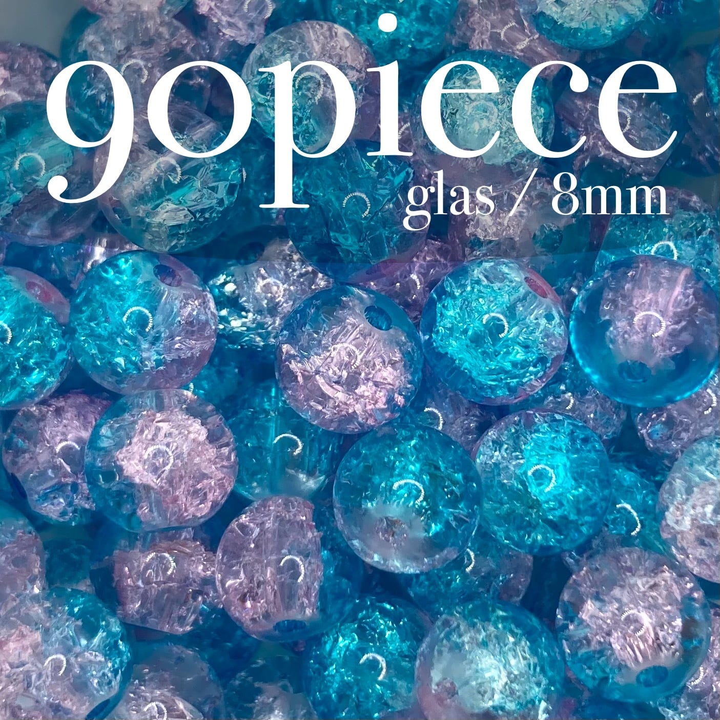 SBP ツートンクラックガラスビーズ ブルーピンク / 90piece / 8mm