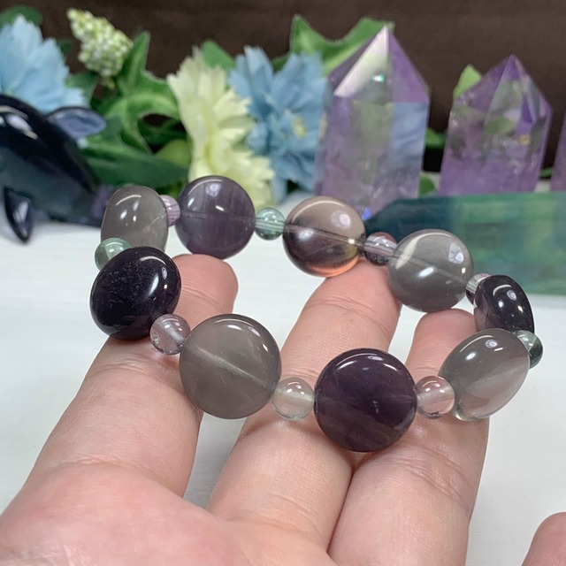 14.コイン型☆レアカラーフローライト ブレスレット