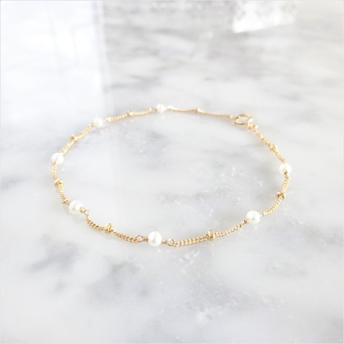 指原莉乃さん着用14kgf*Freshwater Pearl×gold station bracelet