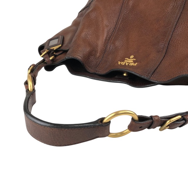 PRADA プラダ ショルダーバッグ ブラウン ロゴ レザー ワンショルダー vintage ヴィンテージ オールド viv5ss
