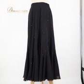 社交ダンス 衣装 スタンダード スカート レッスンウェア 女性用 レディース オールシーズン 黒 ブラック系 シンプル 無地 かわいい フォーマル おしゃれ 上品 エレガント ダンス服 リハーサル 用衣装 洗濯可能 軽量 着心地良い スポーツウェア ファッション トレーニング ダンススタジオ ジャズダンス ロングスカート ステージ衣装 パーティー用