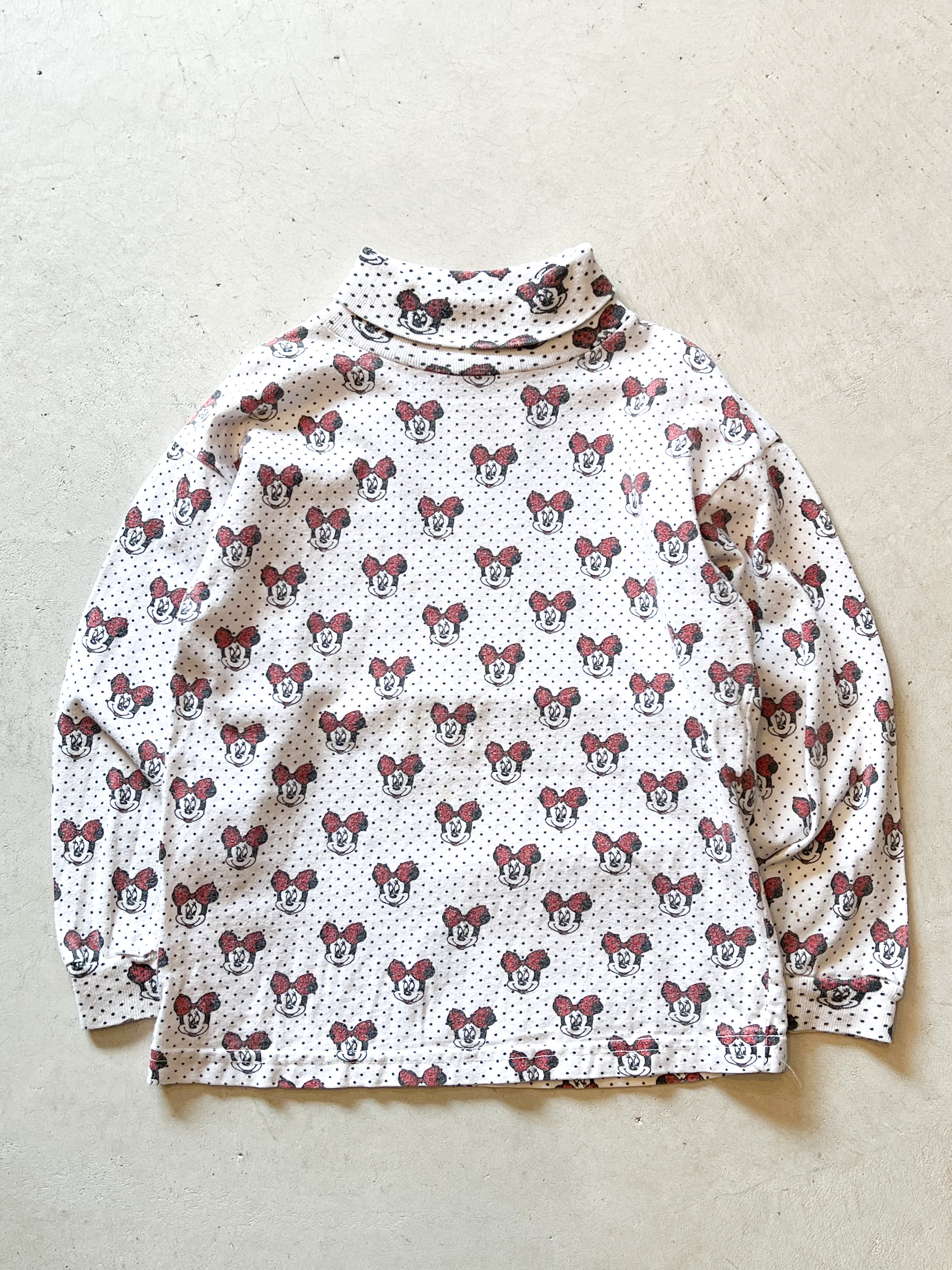 120cm】VINTAGE 90'S ディズニー ミニーちゃん 総柄長袖タートルT
