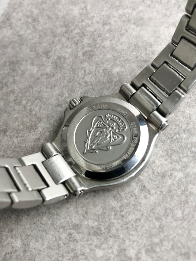 GUCCI グッチ 腕時計 シルバー×ブラック ステンレススチール 9040L クォーツ vintage ヴィンテージ オールド z3cdyu