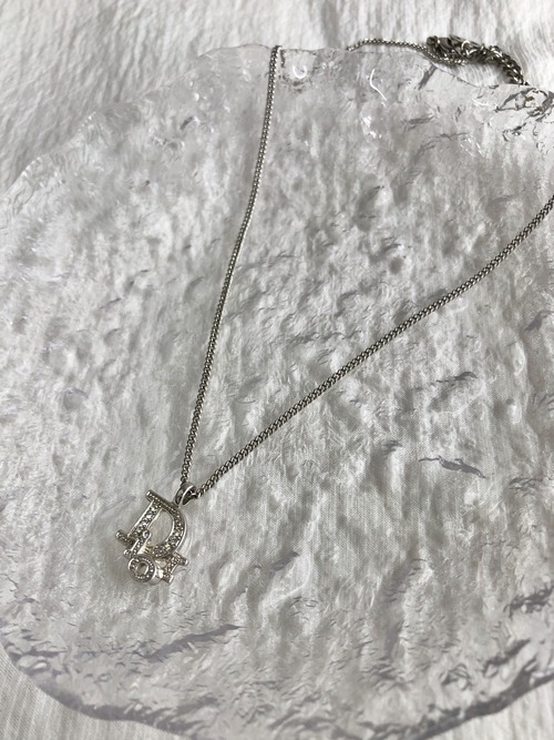 Christian Dior クリスチャン ディオール ネックレス シルバー Diorロゴ ラインストーン vintage ヴィンテージ オールド nkp5e3