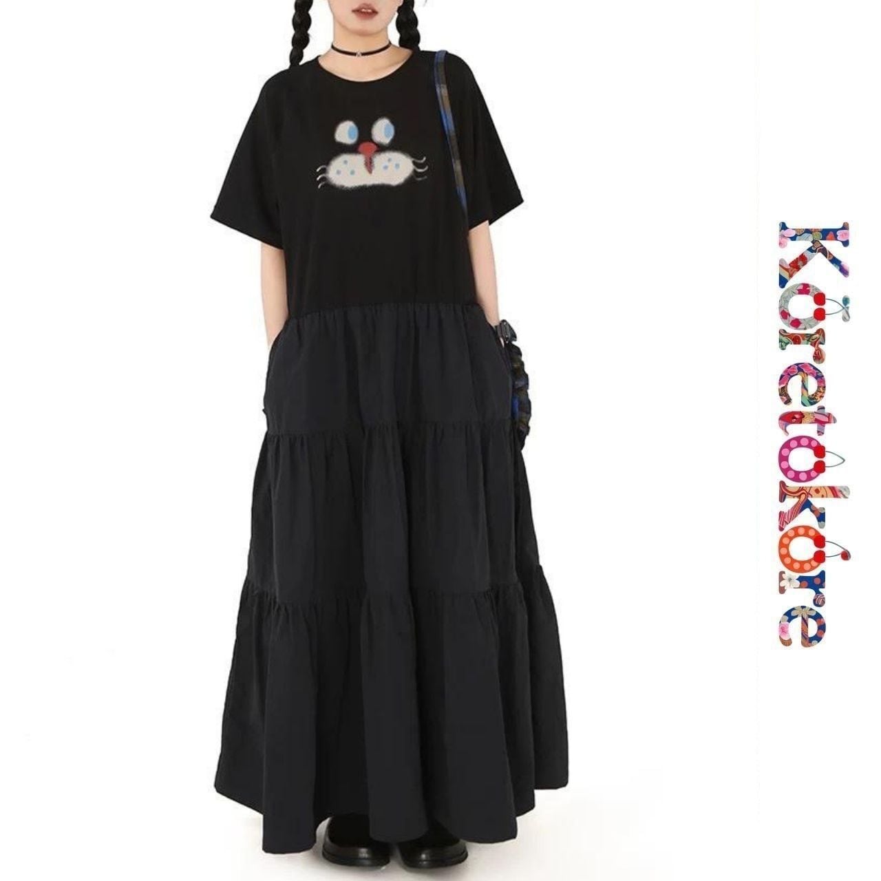 Cat bunny Tiered Long Dress A1147
